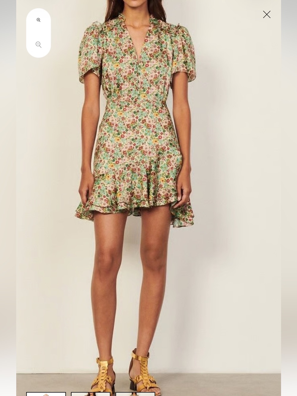 Sandro Paris NWT H21FEE Prairie Floral Ruffle Mini Dress Sz 36